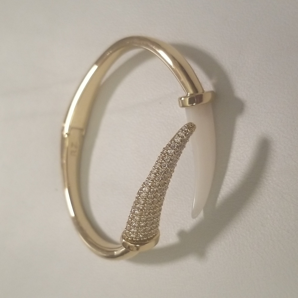 Women's Rachel Zoe Goldtone Bracelet with Simulated Ivory & Rhinestones; O/S - Picture 2 of 8